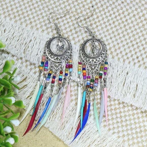 11 Pairs Multicolor Boho Tribal Geometric Earrings - Picture 5 of 12